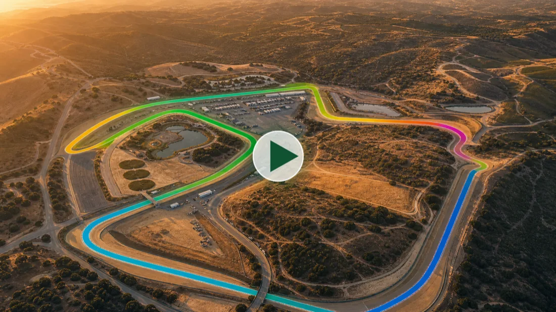 Course flyover of the Laguna Seca track at twilight